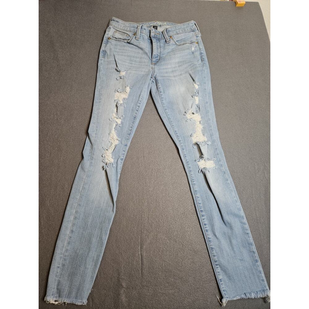 Universal Thread Women's Jeans 2/26R Skinny Mid Rise Distressed Raw Hem Stretch